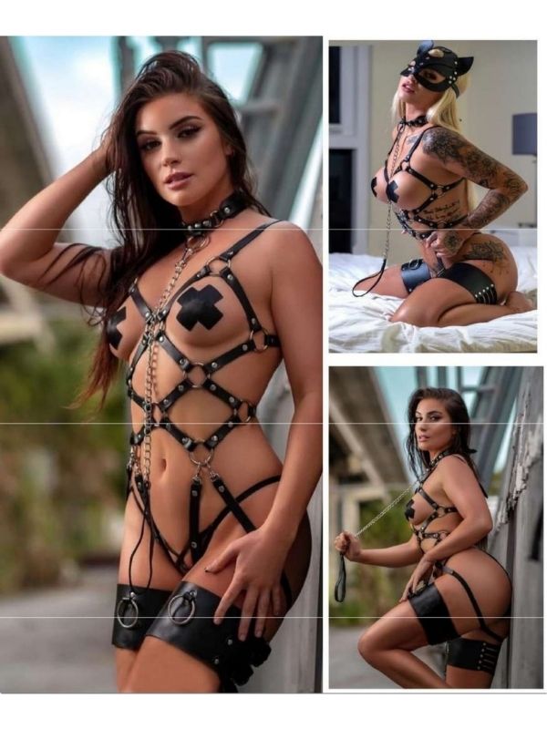 Cicimshop  Siyah Boyunluk ve Tasma Detaylı Özel Bacak Tasarıml&hellip;